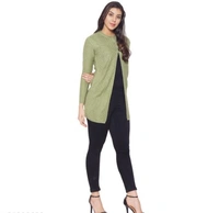  Clapton Women's Acrylic  Green Blend Full Sleeve Winter Wear Long Cardigan/Shrug Beige - M, Green, Wool, Pack Of 1